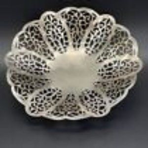 Lovelace Silver Plated Footed Filigree Candy Dish International Silver Vintage